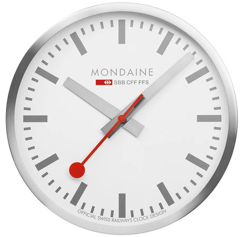 Mondaine Clock Wall Kitchen Silver A990.CLOCK.18SBV