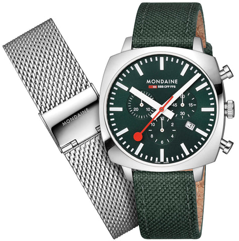 Mondaine Official Swiss Railways Cushion Set Watch