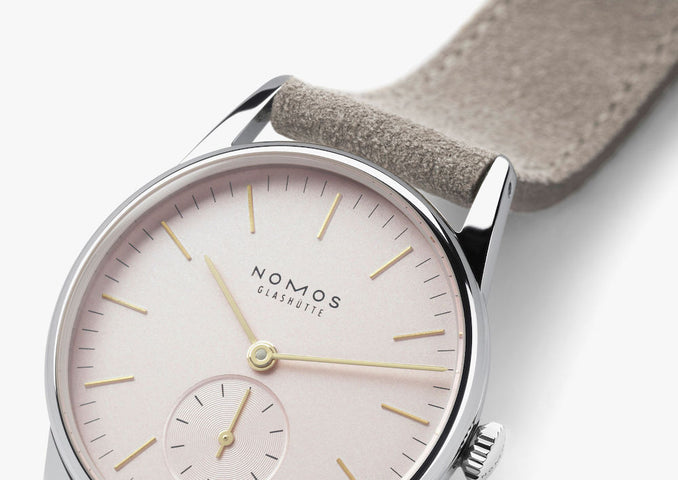 Nomos Glashutte Orion 33 Rose Sapphire Crystal Watch