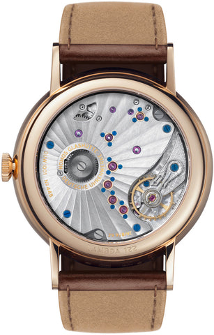 Nomos Glashutte Watch Lambda Rose Gold Sapphire Crystal