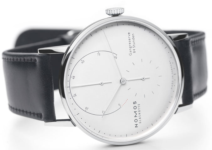 Nomos Glashutte Watch Lambda White Gold Sapphire Crystal