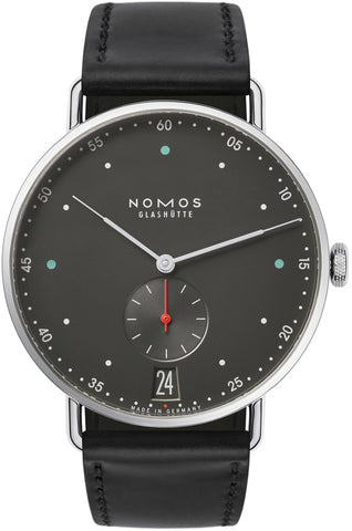 Nomos Glashutte Watch Metro 38 Datum Urban Black Sapphire Crystal 1103