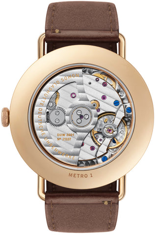 Nomos Glashutte Metro Neomatik 39 Rose Gold Sapphire Crystal Watch