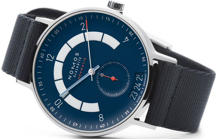 Nomos Glashutte Autobahn Neomatik 41 Date Midnight Blue Sapphire Crystal Watch