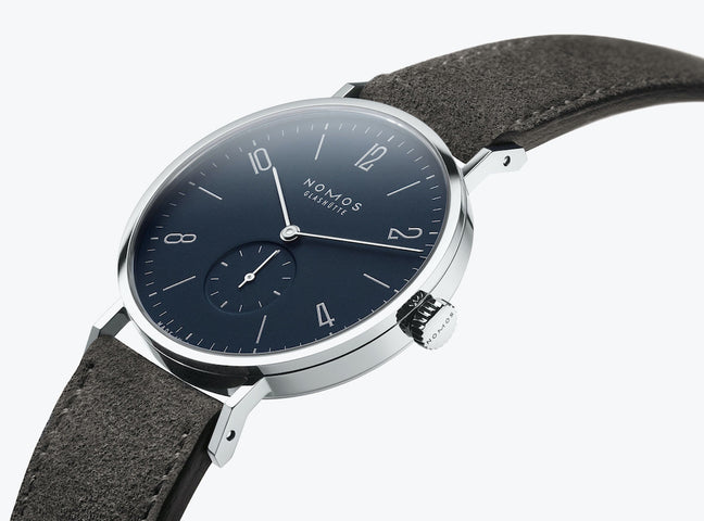 Nomos Glashutte Tangente 38 Midnight Blue Steel Back Watch