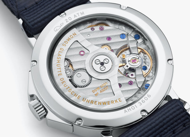 Nomos Glashutte Ahoi Neomatik Atlantic Sapphire Crystal Watch