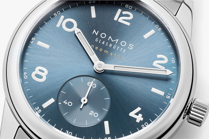 Nomos Glashutte Club Sport Neomatik Polar Blue Steel Back Watch