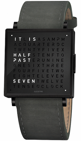 QLOCKTWO Watch W35 Fine Black Steel Leather QW35EN6BLLVLG