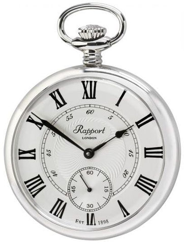 Rapport Pocket Watch Mechanical Open Face Silver Tone PW23
