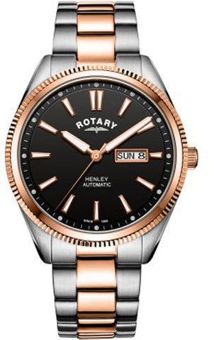 Rotary Watch Henley Two Tone Rose Serrated Bezel Mens GB05382/04