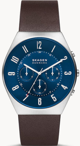 Skagen Watch Grenen Chronograph Espresso Leather Mens SKW6842