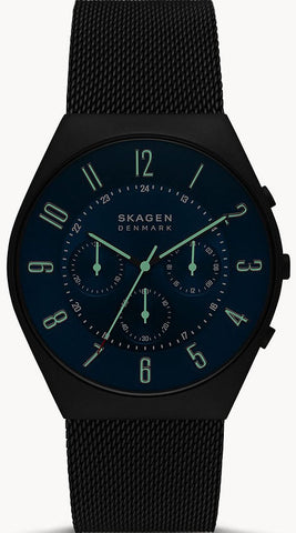Skagen Watch Grenen Chronograph Midnight Steel Mens
