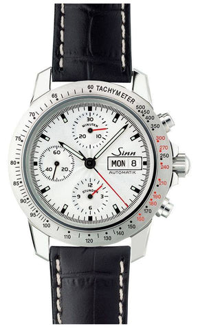 Sinn Motorist Chronograph 303 Silver Ty D 303.013 Leather Strap