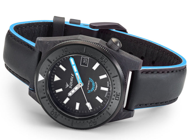 Squale T183 Blue Forged Carbon Leather Watch