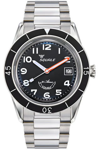 Squale Watch Sub-39 Black Arabic Bracelet SUB-39MON.BR22