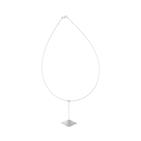 Sterling Silver Brushed Horizontal Bulb Dropper Necklace D