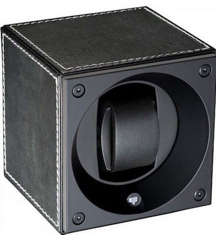 Swiss KubiK Watch Winder Single Black Leather With White Stitches SK01.CV001