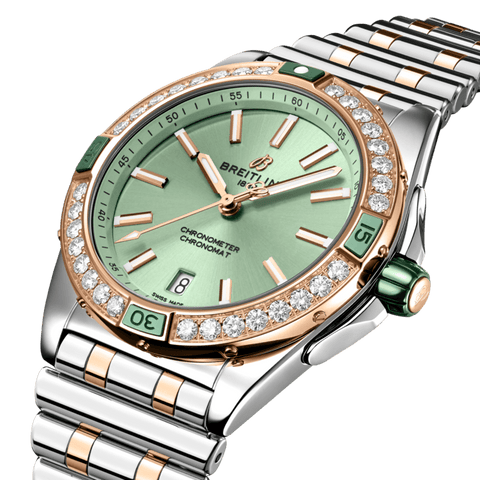 Breitling Super Chronomat Automatic 38 Mint Green Bracelet Watch