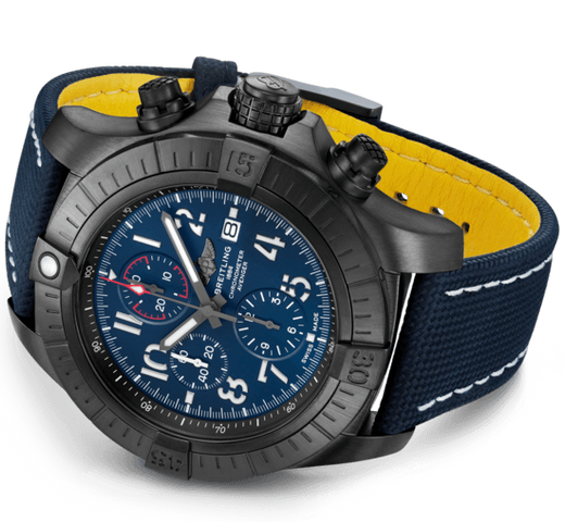 Breitling Watch Super Avenger Chronograph 48 Night Mission Leather Folding Clasp