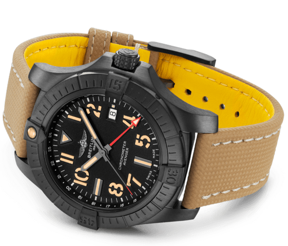 Breitling Watch Avenger Automatic GMT 45 Night Mission Leather Tang Type