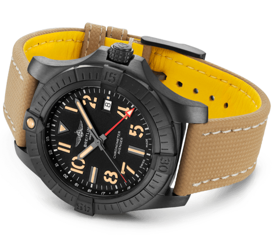 Breitling Watch Avenger Automatic GMT 45 Night Mission Leather Folding Clasp D