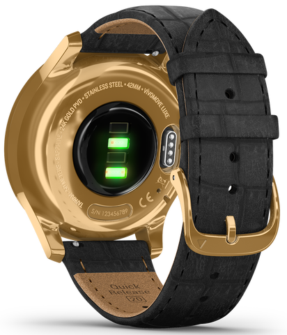 Garmin Watch Vivomove Luxe Gold PVD Black Embossed Leather