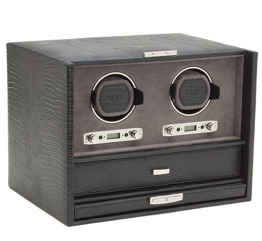 Wolf Blake Double Winder Storage And Travel Case Black Lizard