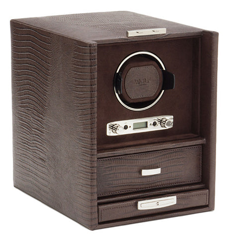 Wolf Blake Single Winder And Storage Brown Lizard