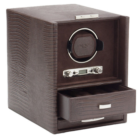 Wolf Watch Winder Blake Single And Storage Brown Lizard