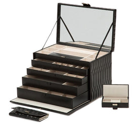 Wolf Caroline Extra Large Jewellery Box Black 329571