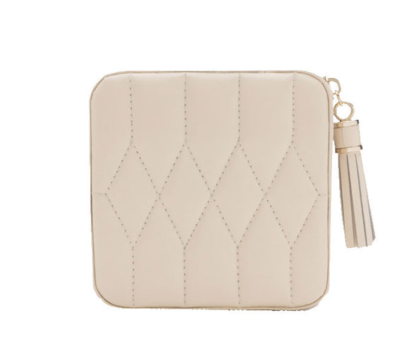 Wolf Caroline Zip Travel Jewellery Case Cream 329953