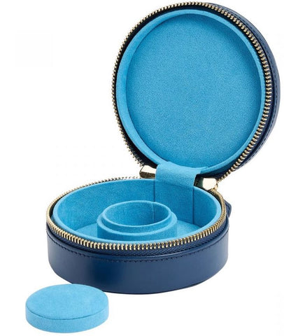 WOLF Jewellery Case Sophia Round Zip Case Indigo