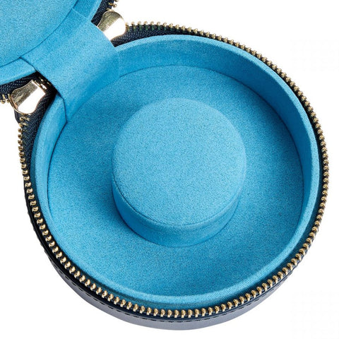 WOLF Jewellery Case Sophia Round Zip Case Indigo