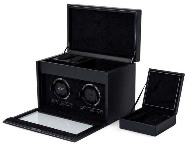 WOLF Watch Winder British Racing Black Double Storage