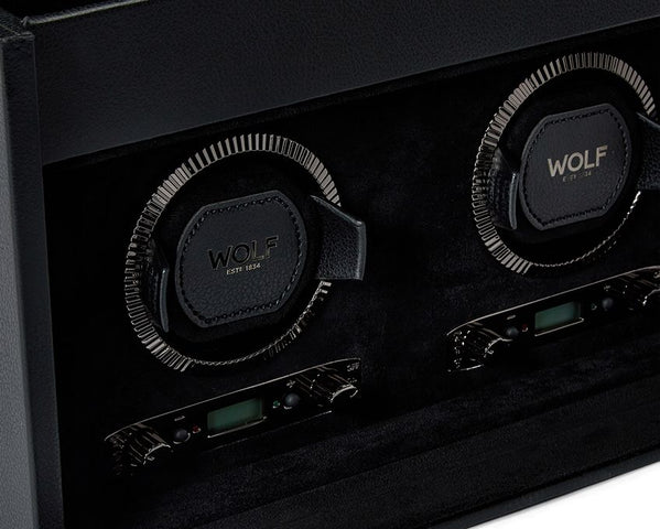 WOLF Watch Winder British Racing Black Double Storage