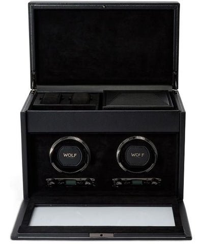 WOLF Watch Winder British Racing Black Double Storage