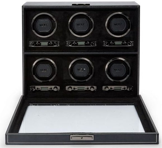 WOLF Watch Winder British Racing Black 6pc