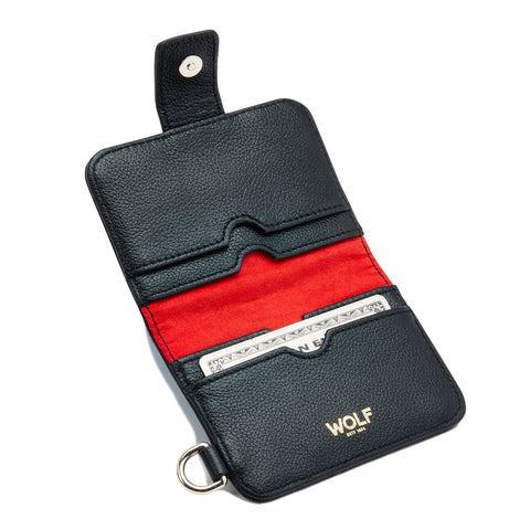WOLF Mimi Collection Leather Black Credit Card Holder with Wristlet