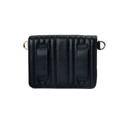 Wolf Mimi Collection Leather Black Mini Bag with Wristlet and Lanyard