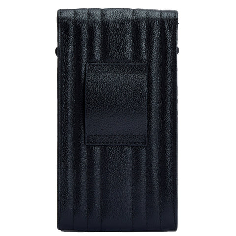 Wolf Mimi Collection Leather Black Phone Case with Wristlet and Lanyard