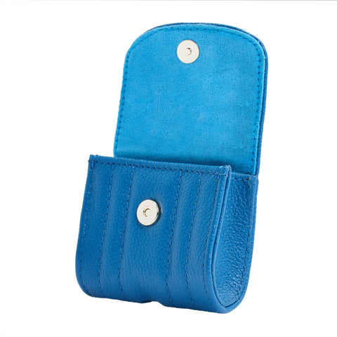 Wolf Mimi Collection Leather Blue Earpods Case with Wristlet