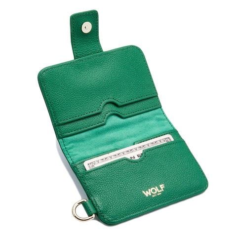 WOLF Mimi Collection Leather Green Credit Card Holder with Wristlet