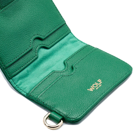 WOLF Mimi Collection Leather Green Credit Card Holder with Wristlet