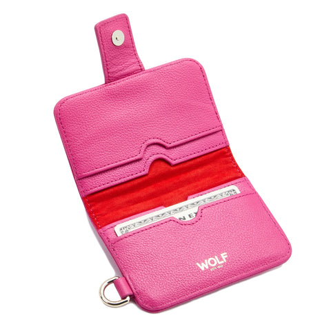 WOLF Mimi Collection Leather Pink Credit Card Holder with Wristlet