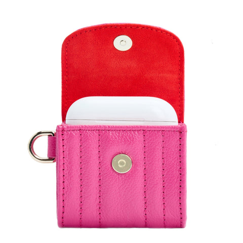 Wolf Mimi Collection Leather Pink Earpods Case with Wristlet