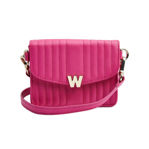 Wolf Mimi Collection Leather Pink Mini Bag with Wristlet and Lanyard, 768490