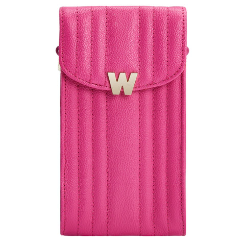 Wolf Mimi Collection Leather Pink Phone Case with Wristlet and Lanyard