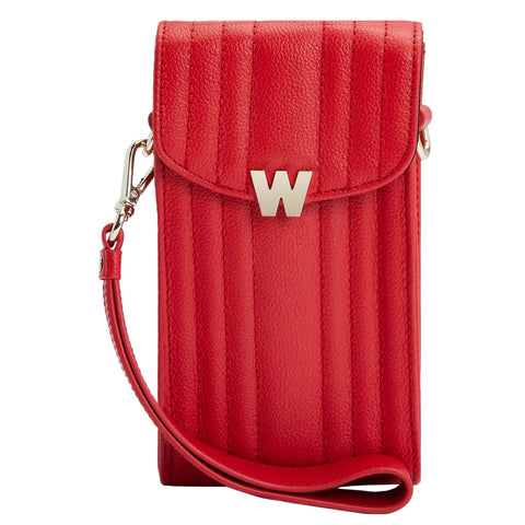 Wolf Mimi Collection Leather Red Phone Case with Wristlet and Lanyard