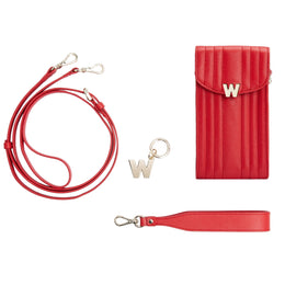 Wolf Mimi Collection Leather Red Phone Case with Wristlet and Lanyard