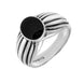 00006539 C W Sellors Silver Whitby Jet Pleated Shoulders Ring, R148.